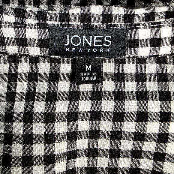 Jones New York Checkered Button Down Tie Top Size Medium - Picture 6 of 8